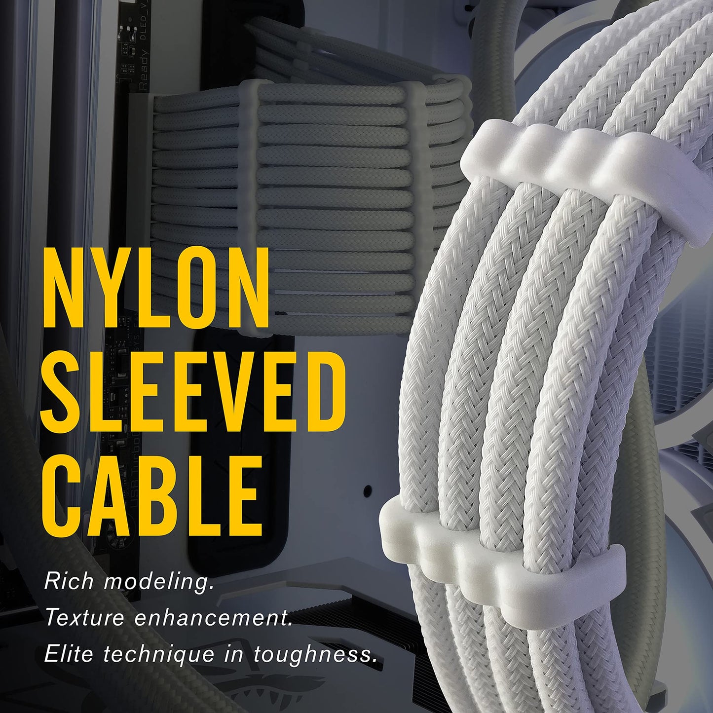 EZDIY-FAB PSU Cable Extension kit Sleeved Cable Custom Power Supply Sleeved Extension -White