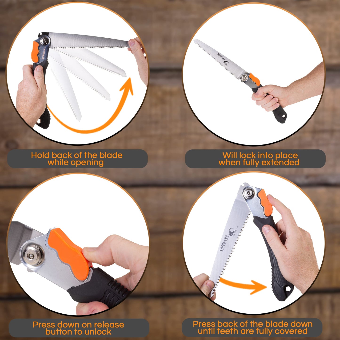 EverSaw Folding Hand Saw 8 inch Compact Camp Saw for Trees Pruning and Gardening