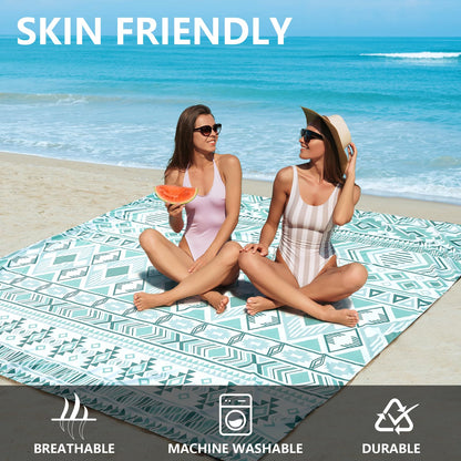 AISPARKY Beach Blanket Waterproof Sandproof, Oversized Large Beach Mat 79" X 83"/120"x108" for 1-8 Adults, Quick Drying&Compact&Lightweight, Picnic Mat Vacation Essentials for Beach Camping Travel