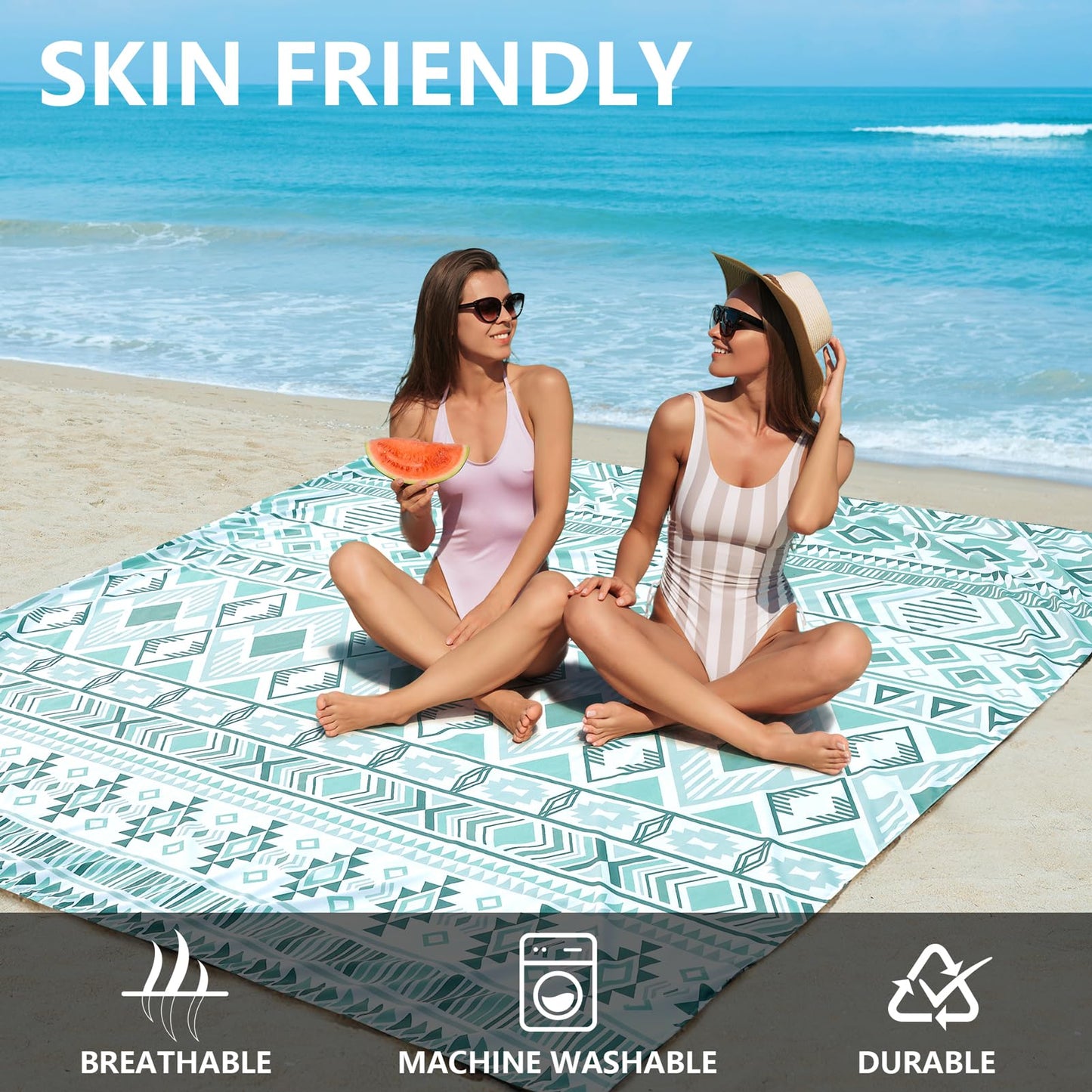 AISPARKY Beach Blanket Waterproof Sandproof, Oversized Large Beach Mat 79" X 83"/120"x108" for 1-8 Adults, Quick Drying&Compact&Lightweight, Picnic Mat Vacation Essentials for Beach Camping Travel