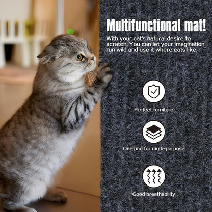 Cat Scratching Mat,Cat Scratch Furniture Protector, Trimmable Self-Adhesive Couch Protector,Carpet Replacement for Tree Shelves, Sofa and Scratching Post (40"x15.8",Dark Gray)