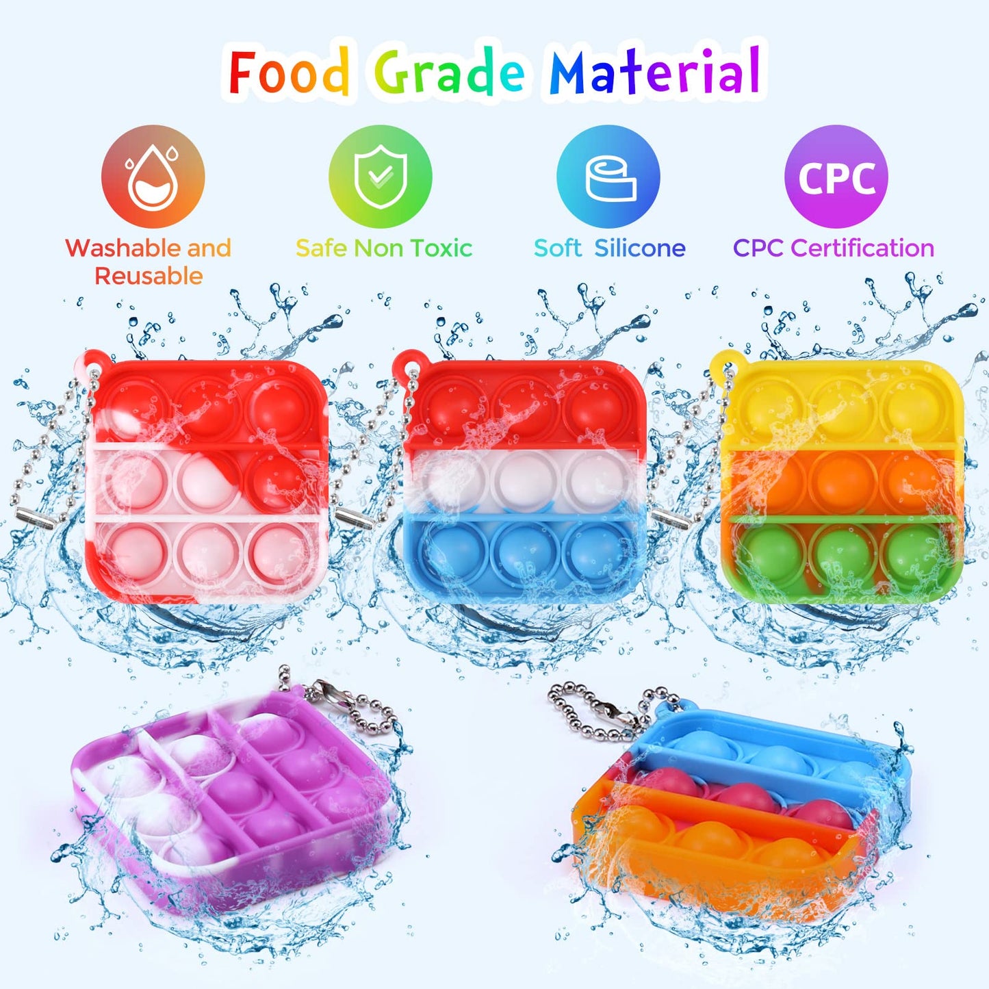 Kids Party Favors Fidget Toys Bulk 30 Pack Mini Pop Fidget Keychain Its Birthday Party Favors for Kids 4-8,8-12 Small Halloween Classroom Prizes It Student Gifts for Students Goodie Bag Stuffers