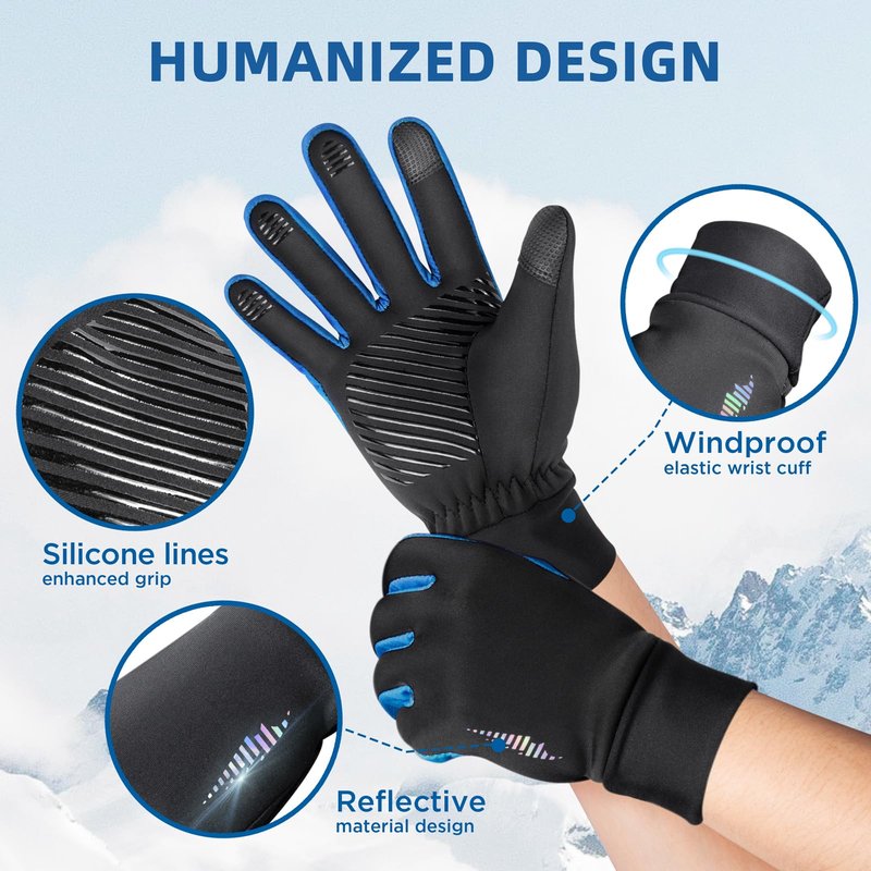SIMARI Kids Winter Gloves with Touchscreen, Water-Resistant, Warm Thermal, Windproof for Boys Girls Toddler, Gloves for Cold Weather Cycling Running Snow Ski Football Soccer Hiking Camping (Blue S)