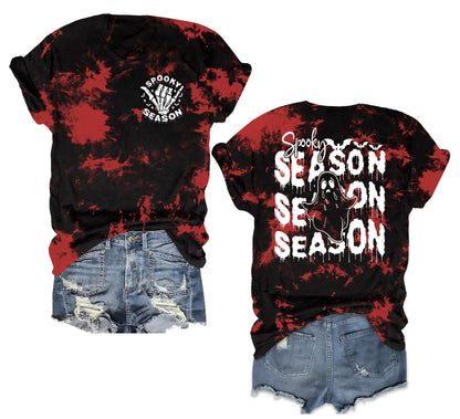 Halloween Tie Dye Shirt for Women Cute Spooky Graphic Shirt Spooky Season Ghost Tee Tops Fall Season Tees(TieDye2, X-Large)