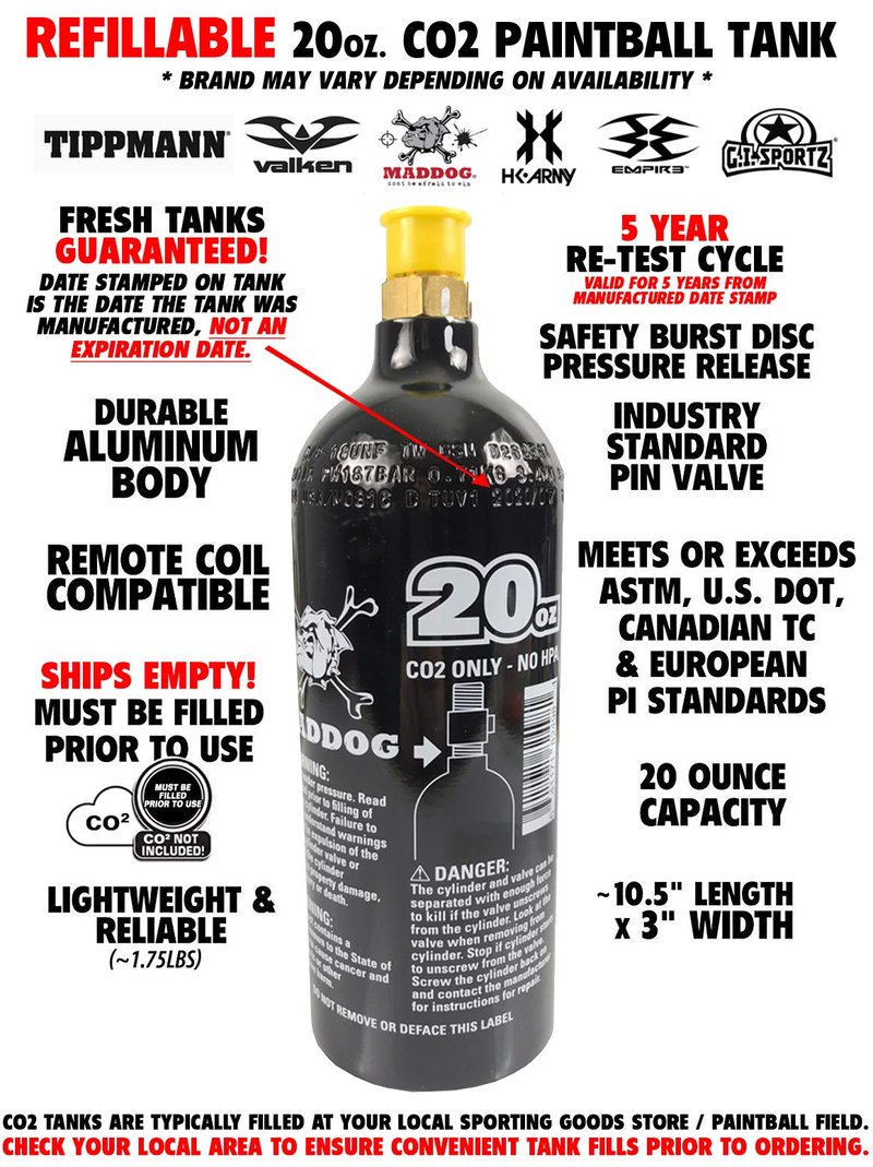 Maddog Tippmann Cronus Tactical Paintball Gun Marker and Bronze CO2 Accessory Starter Package | Comes with Marker, Anti-Fog Mask, Hopper, & 20oz CO2 Tank - Black/Tan