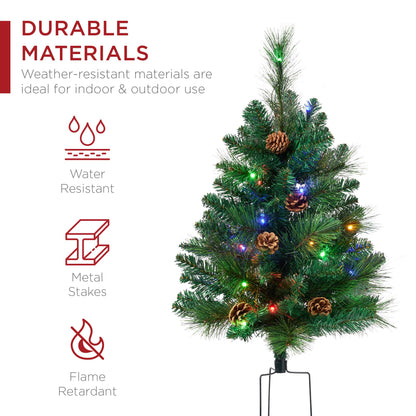 Best Choice Products Set of 2 24.5in Outdoor Scotch Pine Pathway Christmas Trees, Battery Operated Pre-Lit Holiday Décor w/LED Lights