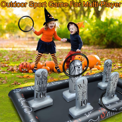 Giant Tombstone Ring Toss Games Halloween Party Game Favors for Kids Inflatable Gravestone Ring Toss Game Halloween Party Decor Outdoor Carnival Game Classroom Indoor Outdoor School Yard
