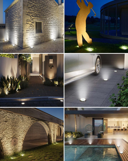 btfarm 16 Pack Solar Ground Lights Outdoor, 8 LED Solar Disc Lights IP65 Waterproof Flat Solar Light, Pathway Lights Solar Powered for Garden Lawn Patio Yard Path Landscape, Cool White