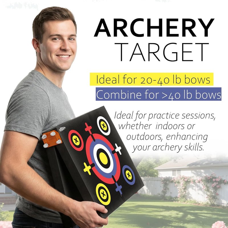 Foam Archery Target Set - 20'' x 20'' x 4'' High-Density Blocks | Portable & Foldable for Youth Practice (2 Pack)