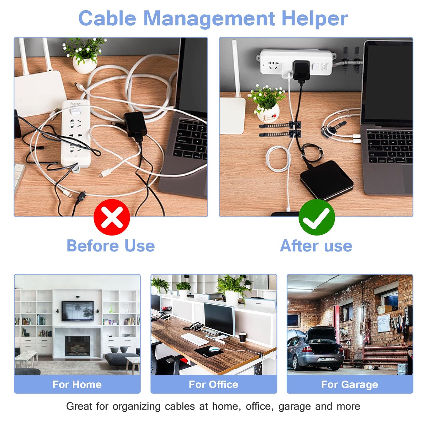 100PCS Adhesive Cable Ties Cable Clips, Self-adhesive Nylon Cable Straps, Adhesive Cable Management Clips for Wire Management (Black-Adhesive Cable Ties)