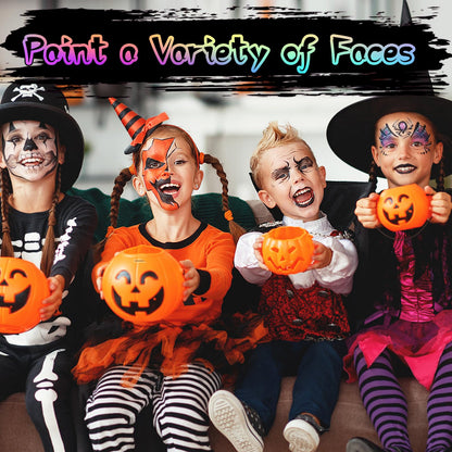 Fenmay Face Painting Kit for Kids, 24 Colors Washable Face Paint, Safe for Sensitive Skin, Non-Toxic Professional Face Painting Kit, Halloween Birthdays Makeup Set with Stencils, Guide Book