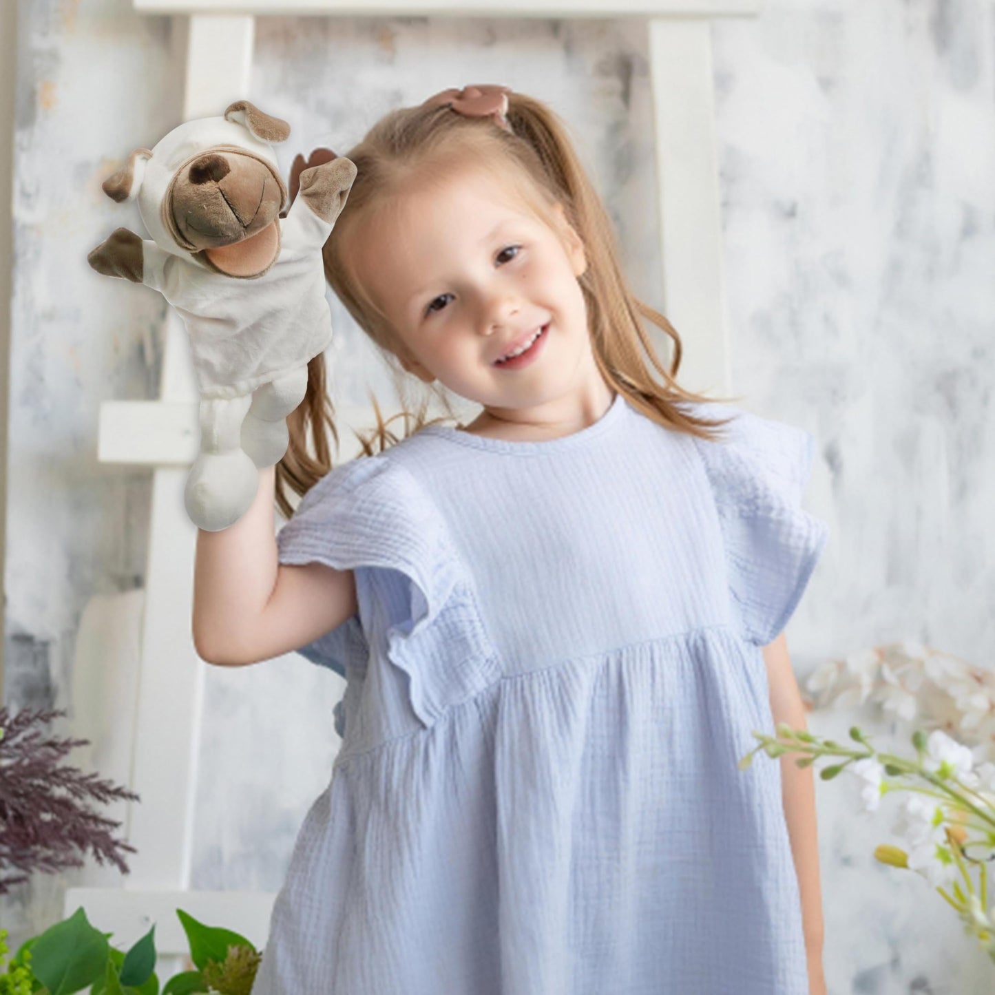 Easfan Puppy Hand Puppet Soft Animal Plush Toy with Movable Mouth Interactive Storytelling Cute Dog Toys Creativity and Imagination Christmas Birthday Gifts for Toddlers Kids,12.5''