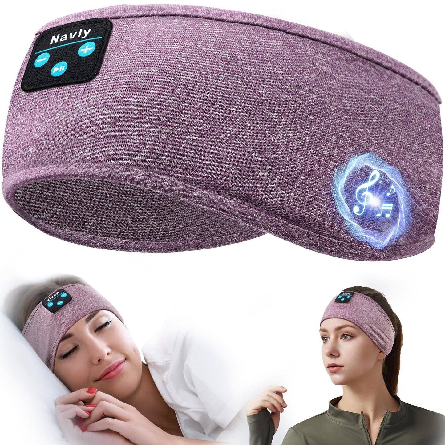 Navly Sleep Headphones, Bluetooth Headband, Ultra Long Playtime, HD Hi-Fi Speakers, Perfect for Sleep, Workout, Yoga, Travel, Meditation