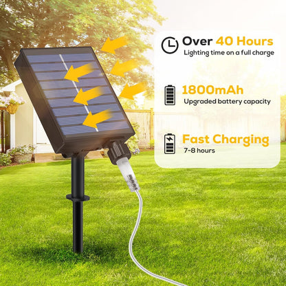 ICRGB Solar Rope Lights, 66FT 200LED 1800mAh Outdoor Waterproof Solar Lights with Remote, IP67 String Light with Timing & 8 Modes for Garden Tree Pathway Yard Pool RV Christmas Decor, White