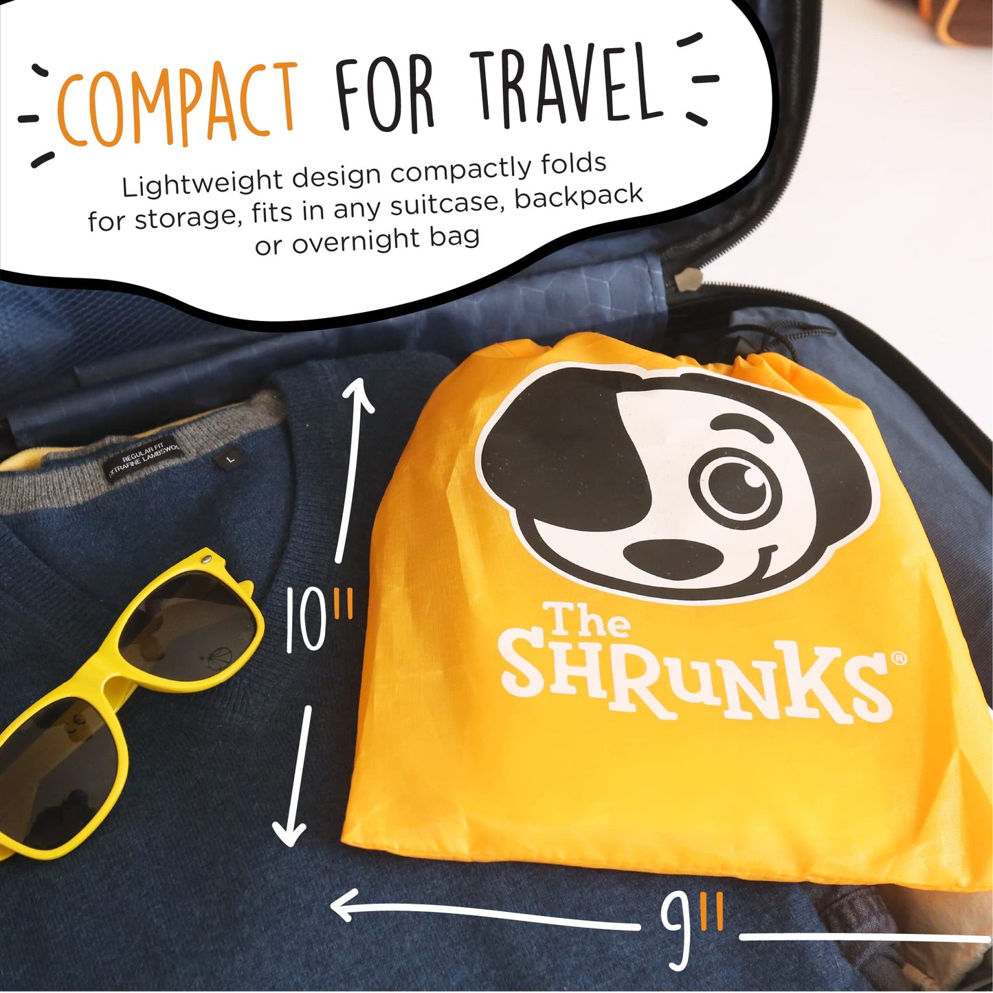 The Shrunks Sleep Security Inflatable Bed Guard (2 Pack) - Safe & Portable Toddler Bed Guard / Cot Bumpers for Travel, Holiday or Home Use, 122x18x10cm fits under Bed Sheet with non-slip grips.