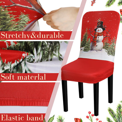 Preboun 6 Pcs Christmas Chair Covers Set Removable Washable Stretch Dining Room Slipcovers Parson Chair Protector for Christmas Home Ceremony Party Decoration, 3 Style(Classical,Red)