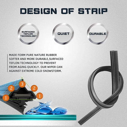 AUTOBOO 15"+15" Windshield Wipers with 13 Inch Rear Wiper Blade Replacement for Jeep wrangler JK 2008-2018,Jeep wrangler 2007-2017-Original Factory Quality (Pack of 3)