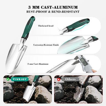 Garden Tool Set, Gardening Gifts for Women, Men, Mom, Dad, 11-Piece Heavy-Duty Aluminum Hand Tools Set with Tote Bag, Ergonomic Handles, Rust-Proof Starter Garden Kits, Gardening Essentials & Supplies