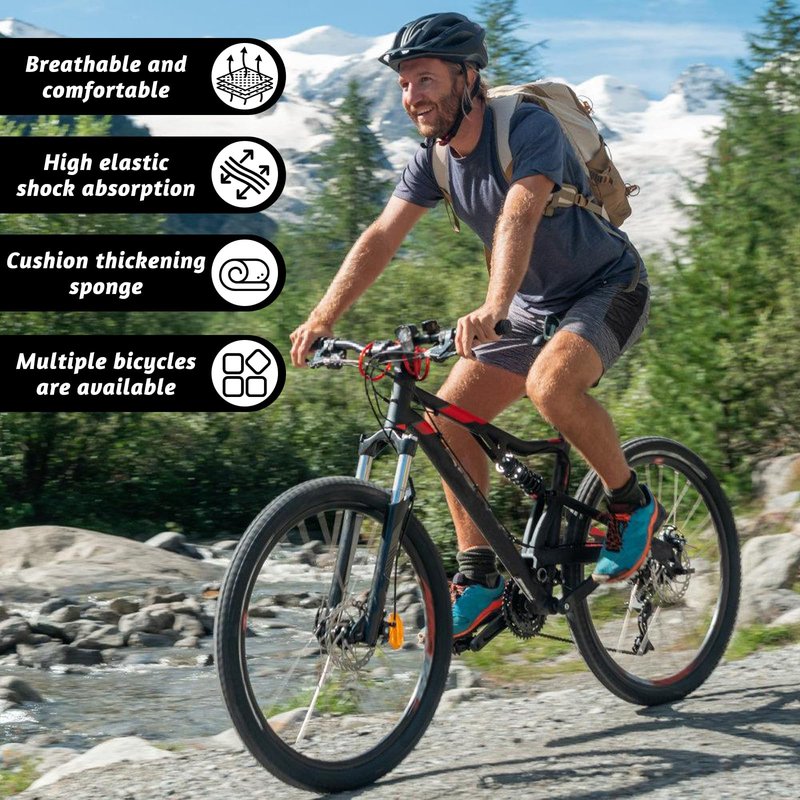 Bike Seat Cushion, Comfort Wide Bike Saddles with Dual Shock Absorption Balls for Men Women, Bicycle Seat Replacement Accessory Fit for Mountain or Road Bikes
