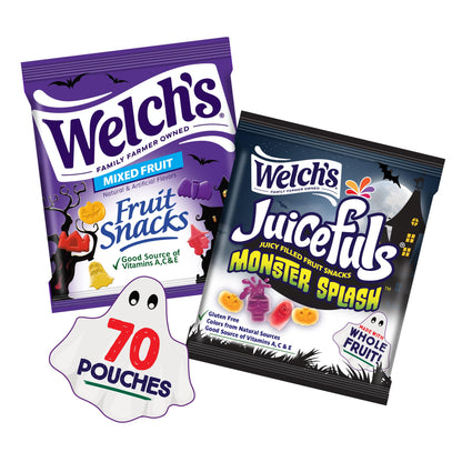 Welch’s Fruit Snacks Mixed Fruit Halloween & Juicefuls Monster Splash Variety Pack, Great for Trick or Treating, 0.5oz (Pack of 70ct)