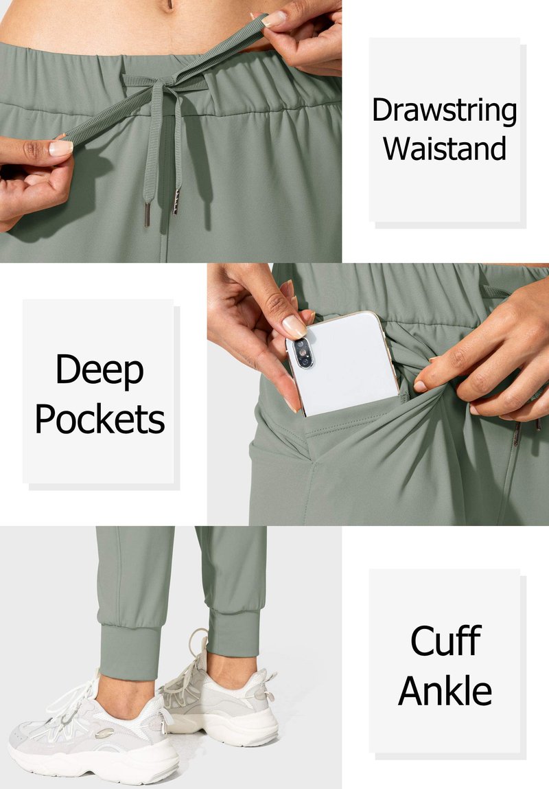 SANTINY Women's Joggers Pants Pockets Drawstring Running Sweatpants for Women Lounge Workout Jogging(Grey Sage_XL)