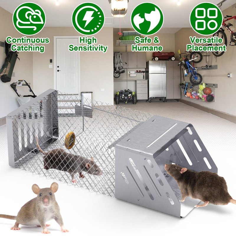 Humane Live Animal Cage Trap, Automatic Continuous Live Animal Cage Trap that Work for Indoor/Outdoor,Easy to Catch & Releasefor Mice,Voles,Small Rodents,Reusable Live Trap Cage,Galvanized Iron