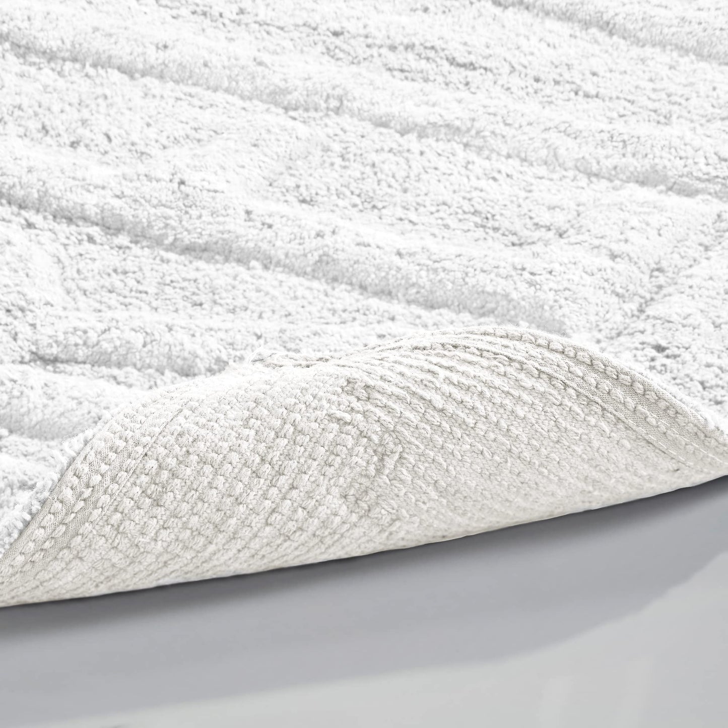 Modern Threads 2-Pack Soft Absorbent Plush 100% Cotton Bath mat Embossed with Relax White
