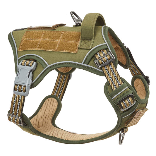 BUMBIN Tactical Dog Harness for Medium Dogs No Pull, Famous TIK Tok No Pull Dog Harness, Fit Smart Reflective Pet Walking Harness for Training, Adjustable Dog Vest Harness with Handle Green M