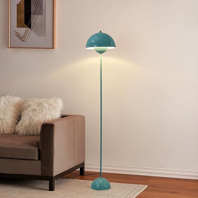 Modern Flowerpot Floor Lamp for Living Room, Industrial Tall Standing Lamp for Bedroom, Metal Shade Reflecting Light Reading Floor Lamp for Bedroom, Nursery Room, Corner(Light Blue)