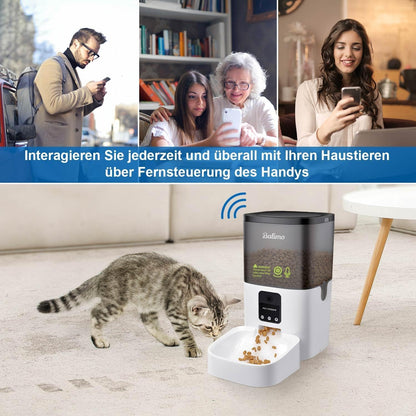 Balimo Automatic Cat Feeder with HD 1080P Video, 4L WiFi Automatic Cat Feeder with App Control & Night Vision, up to 20 Servings and 8 Meals per Day (Only 2.4G WiFi)