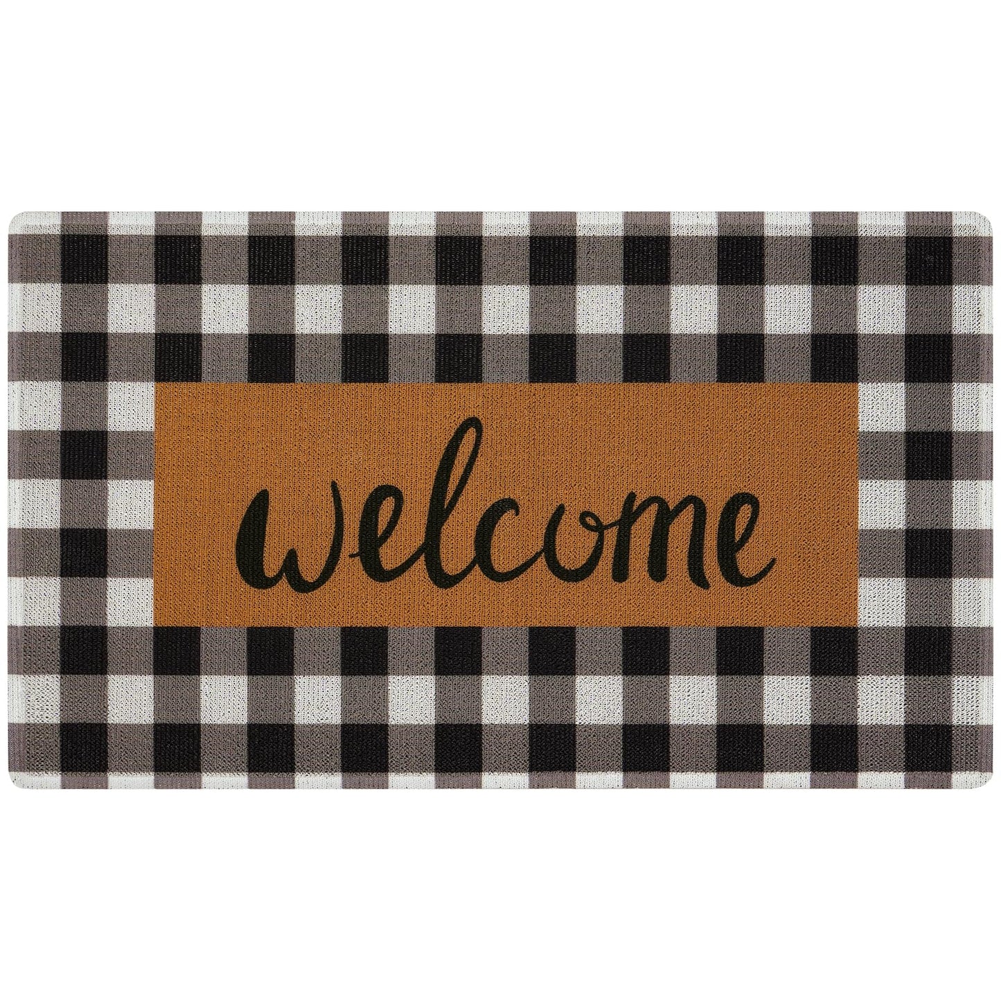 UINI Welcome Mat Outdoor Indoor Door Mats, Heavy Duty Buffalo Plaid Welcome Front Door Mat, Non Slip Durable Entrance Rugs for Outside Entry, Porch, Resist Dirt, 17"x 30"