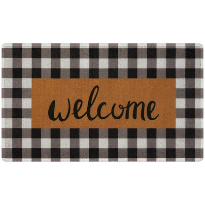 UINI Welcome Mat Outdoor Indoor Door Mats, Heavy Duty Buffalo Plaid Welcome Front Door Mat, Non Slip Durable Entrance Rugs for Outside Entry, Porch, Resist Dirt, 17"x 30"