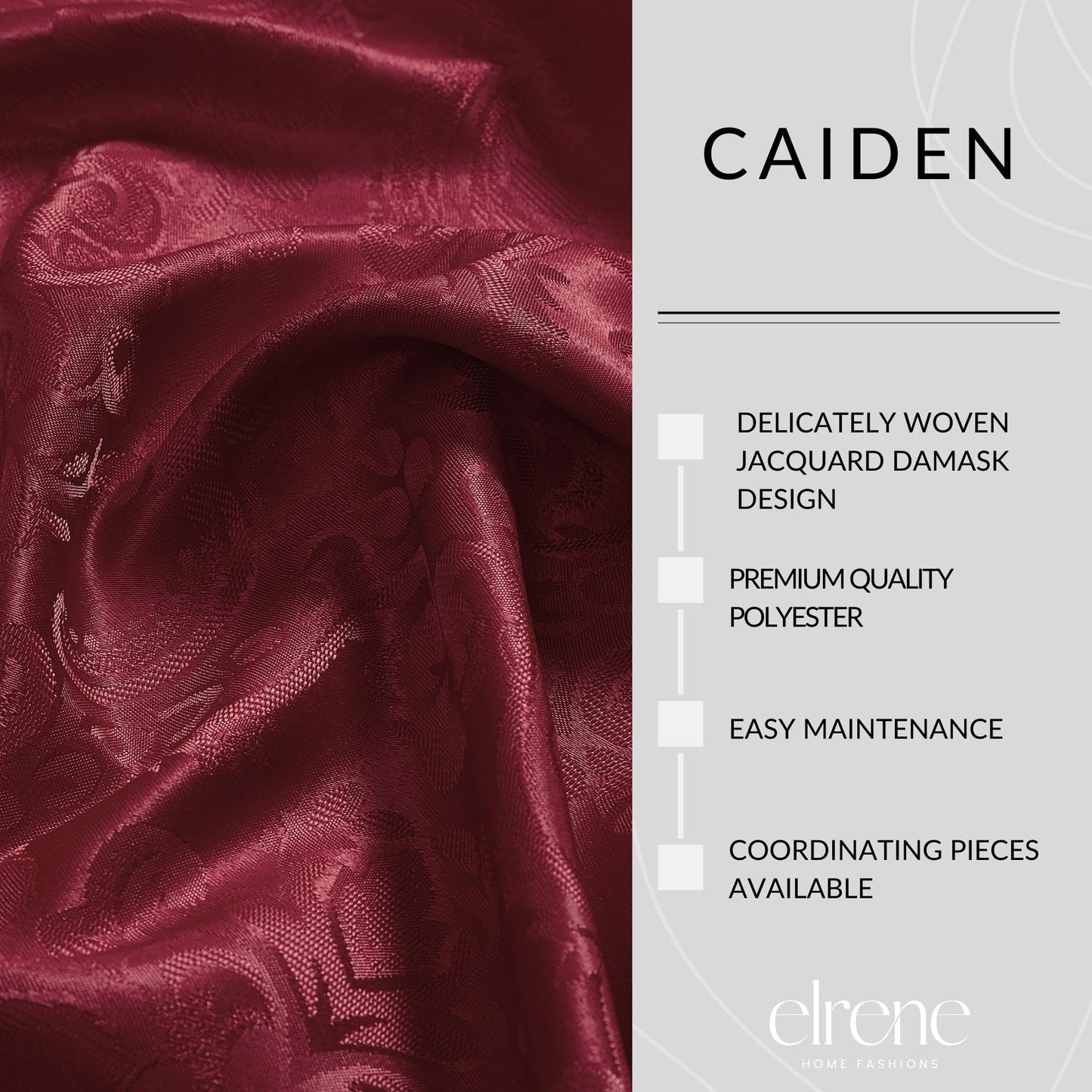 Elrene Home Fashions Caiden Elegance Damask Waterproof, Stain & Wrinkle Resistant Fabric Tablecloth, 60" x 120" Oblong/Rectangle, Cranberry