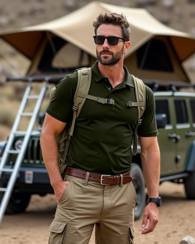 NY Threads Men's Polo Shirt Short Sleeves UPF 50+ Quick Dry Performance Tactical Pique Jersey Golf Shirt, X-Large, Army Green