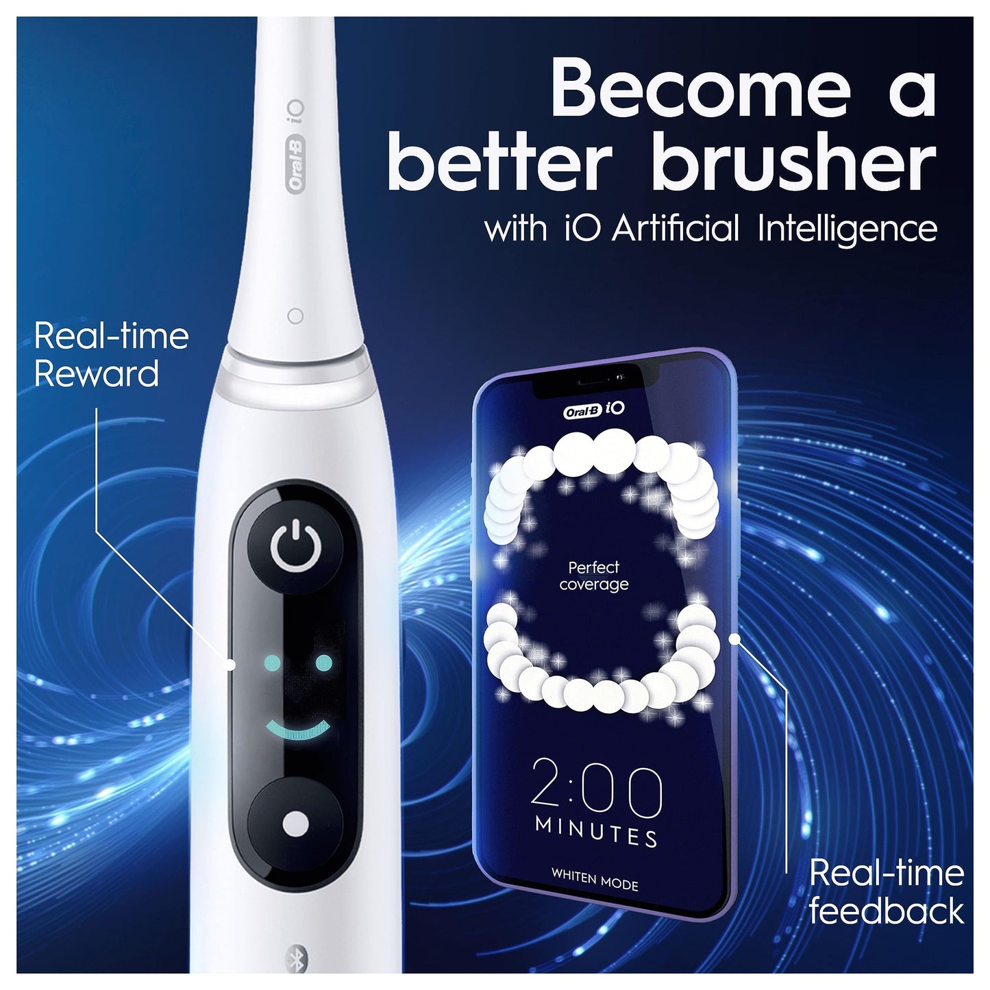Oral-B iO8 2x Electric Toothbrushes For Adults, Gifts For Women / Men, App Connected Handles, 2 Toothbrush Heads & Travel Toothbrush Set, 6 Modes, 2 Pin UK Plug, Black & White, Oral B IO Toothbrush