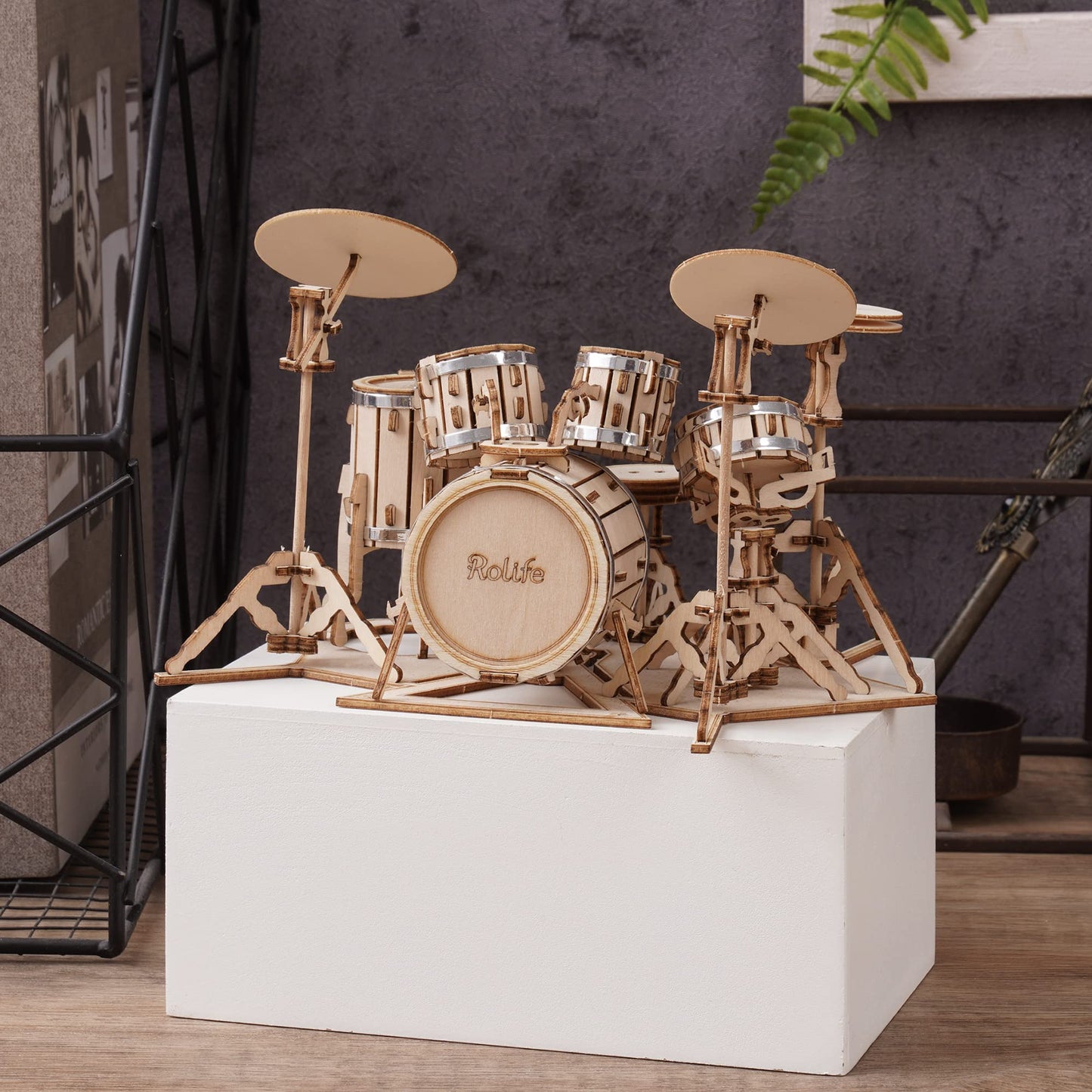 Rolife 3D Wooden Puzzles Drum kit Craft Model Kits for Adults to Build Musical Instruments Birthday Gift for Family and Friends 246 Pieces, Drum kit