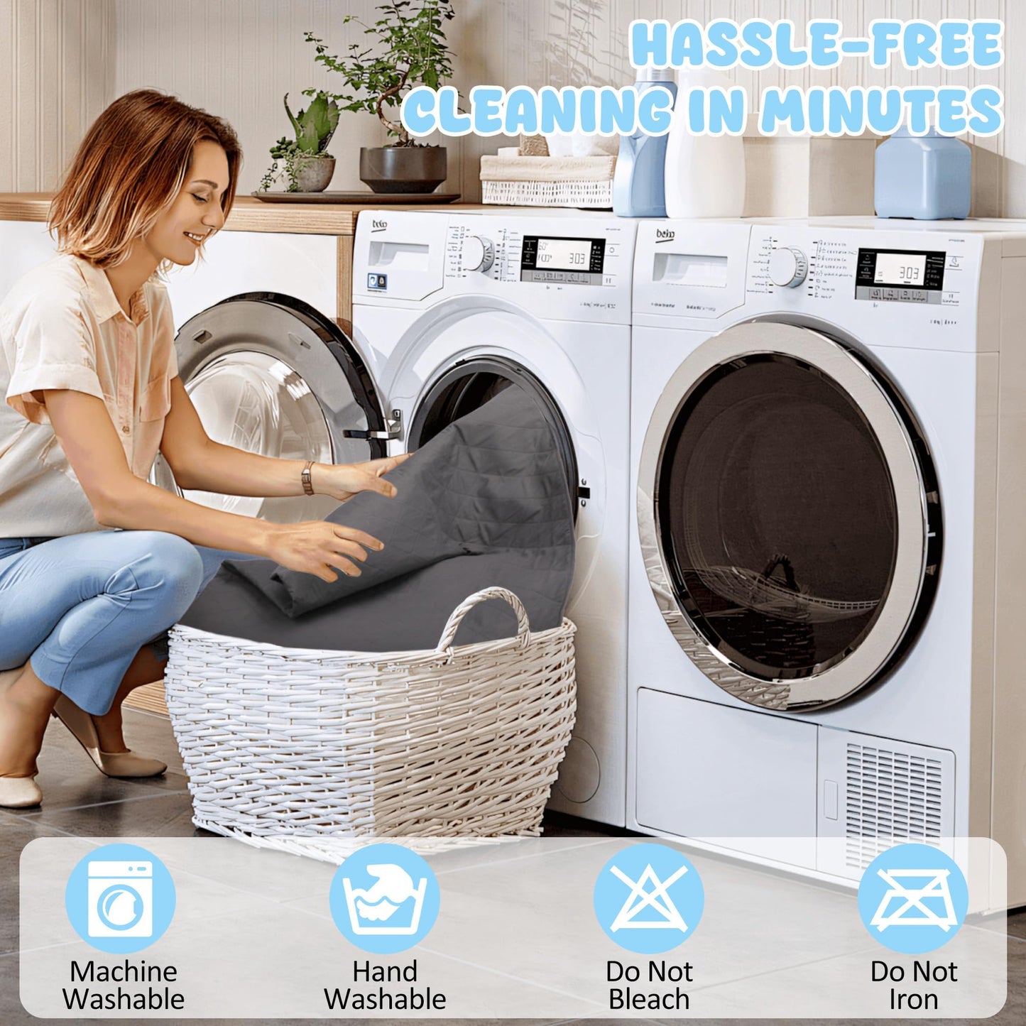 HezzLuv Waterproof Dog Bed Cover Pet Blanket Sofa Cover Mattress Furniture Protector, Washable, Reversible, Scratch-Proof, Pet Fur Resistant, for Puppy Medium Large Dogs and Cats
