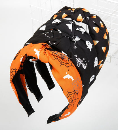 Huachi Halloween Headbands for Women Girls, Boo Pumpkin Skeleton Candy Knotted Headband 4PCS, Halloween Hair Accessories Gifts