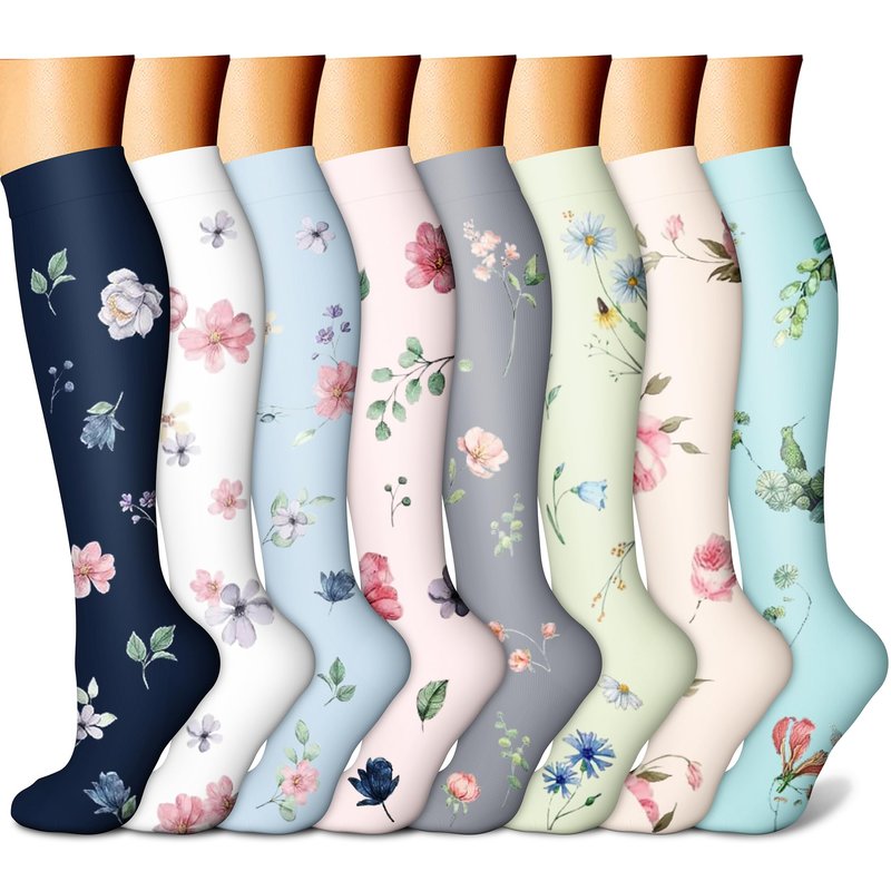 CHARMKING Compression Socks for Women & Men (8 Pairs) 15-20 mmHg Graduated Copper Support Calf Socks are Best for Pregnant, Nurses - Boost Performance, Circulation, Knee High Wide Calf(L/XL, Multi 63)