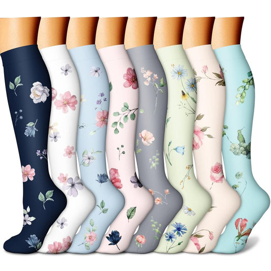 CHARMKING Compression Socks for Women & Men (8 Pairs) 15-20 mmHg Graduated Copper Support Calf Socks are Best for Pregnant, Nurses - Boost Performance, Circulation, Knee High Wide Calf(L/XL, Multi 63)