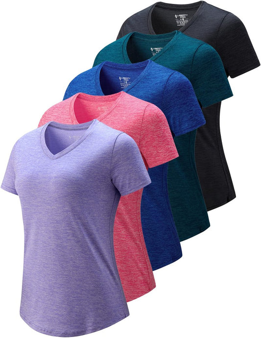 5 Pack Women’s Workout Tops Dry Fit T Shirts – Athletic Short Sleeve Gym Shirts for Women, Running Yoga Active Tees