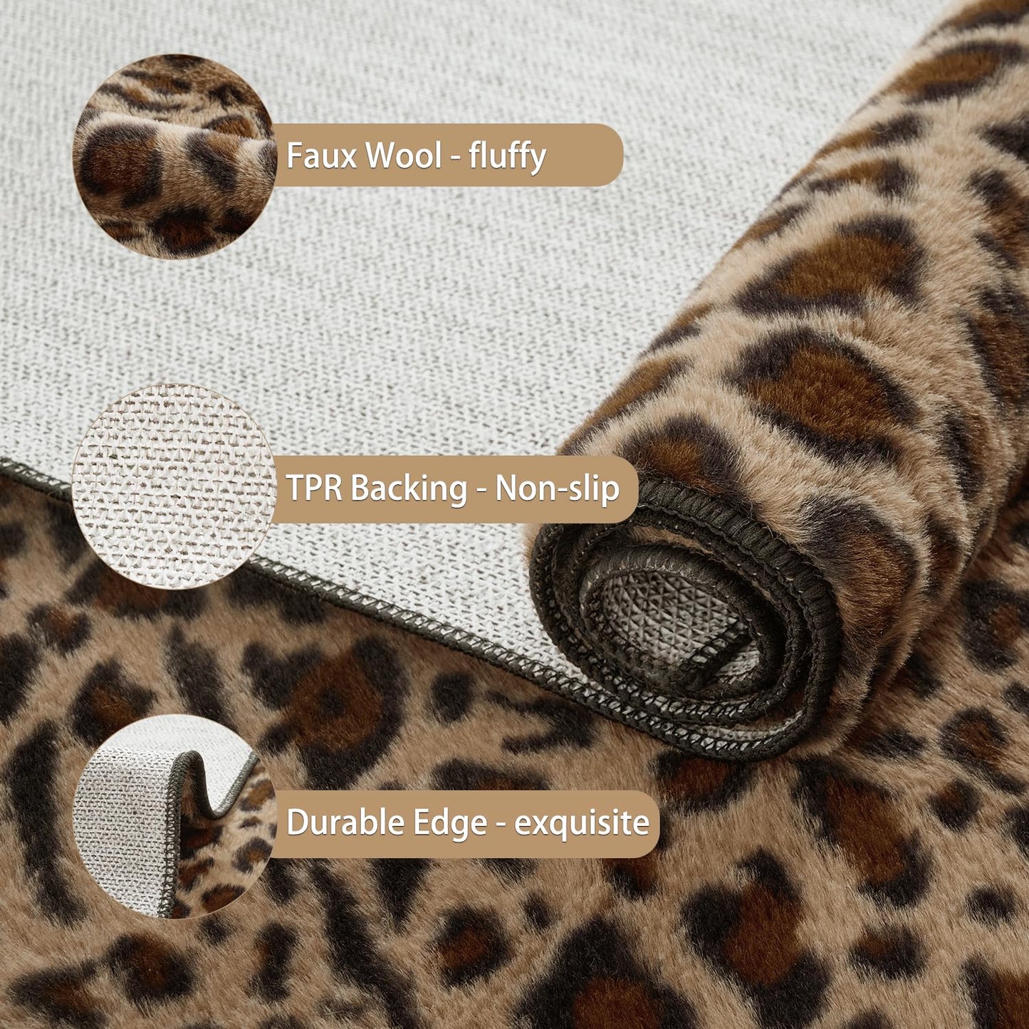 Leopard Print Rug for Living Room 5x7 Cheetah Fluffy Rug Machine Washable Area Rug for Bedroom,Non-Slip Soft Comfy Faux Fur Animal Carpet for Bedroom Living Shaggy Home Decor