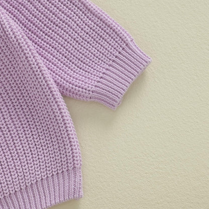 Baby Halloween Sweater Boy Girl Pumpkin Long Sleeve Crewneck Embroidery Knit Sweatshirt Toddler Pullover Tops (Ghoul Purple, 4-5 Years)