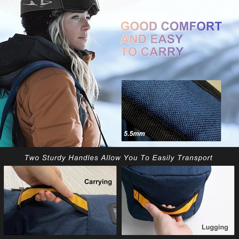 Unigear Snowboard Ski Bag for Air Travel, Reinforced Double Padded Snowboard Bag with 10mm EPE Dense, Water-Resistant and Durable up to 175cm Ski Snowboard Travel Bags for Flying (Navy blue, 175cm)