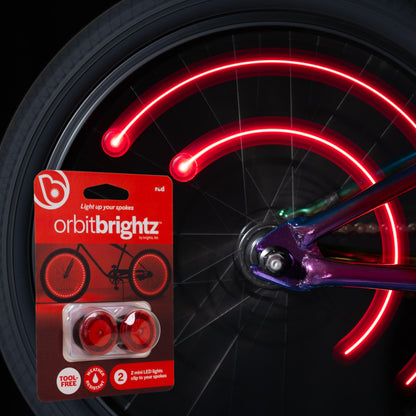 Brightz Bike Wheel Lights (Orbit 2-Pack Red) LED Bicycle Light Kids Bike Accessories Decorations Christmas Xmas Gift Present Stocking Stuffer for Grandson Granddaughter Idea for Boys Girls Tweens
