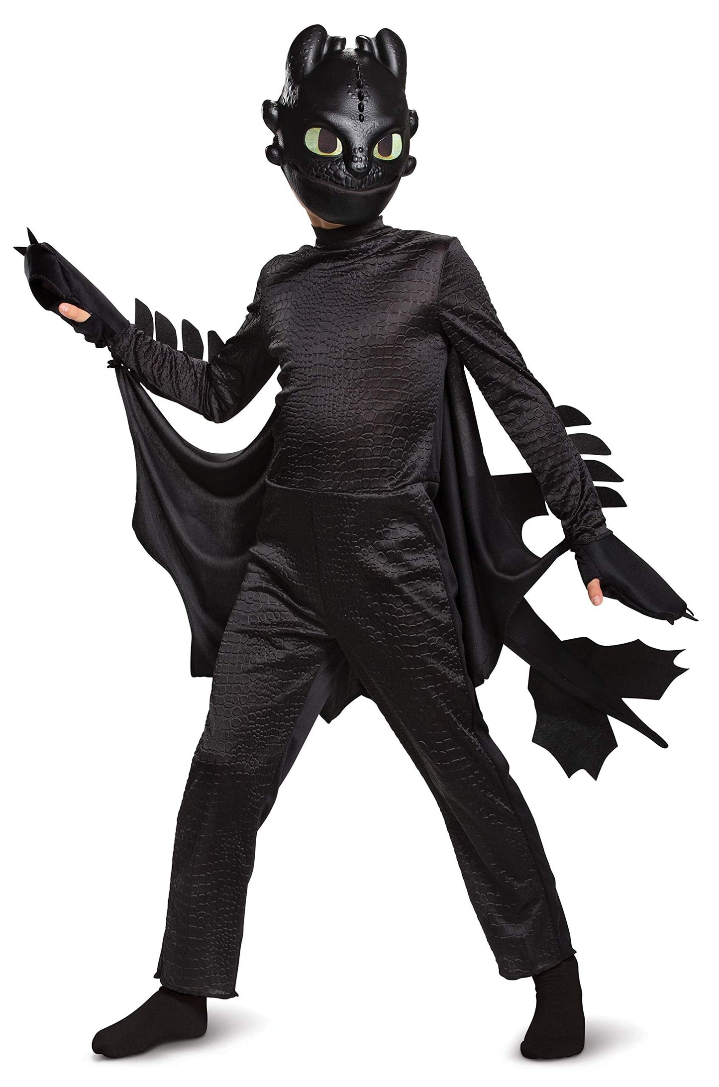 Toothless Classic How to Train Your Dragon Child Costume, Kids Size (7-8),Black