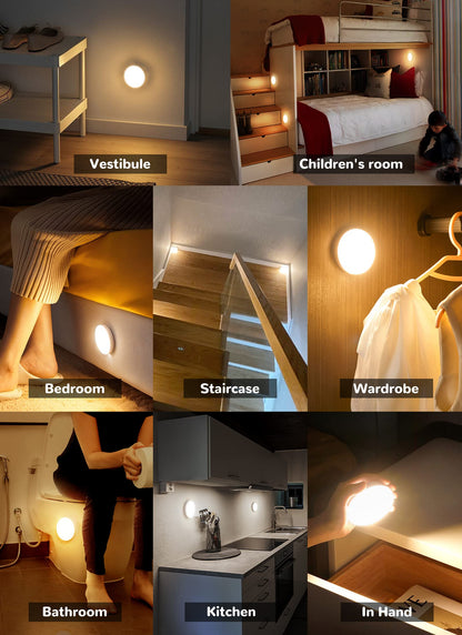 Homelist Motion Sensor Lights Indoor,6 Pack Wireless LED Rechargeable Magnetic Stick on Wall Night Light,Battery Operated USB Charging,Stair, Corridors, Closet, Kitchen Light Under Cabinets Puck Light