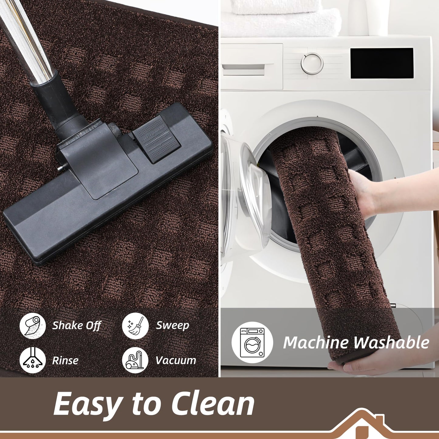 BEQHAUSE Dirt Trapper Door Mats 24"x36", Non-Slip Waffle Doormat Indoor Entrance Low-Profile, Dirt Resist and Absorbent Entryway Rugs Washable Inside Welcome Floor Mat for Front Back Door, Dark Brown