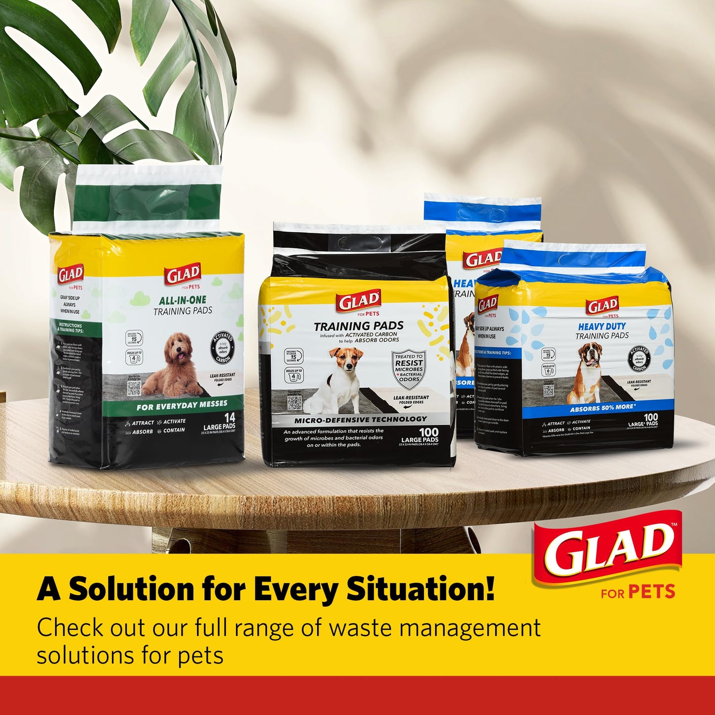 Glad for Pets Extra Large Charcoal Dog Training Pads - Absorbent Disposable Pee Pads for Dogs, Cats & Puppies - Jumbo-Size Potty Pads that Neutralize Urine Instantly - 30 Count Pet Supplies