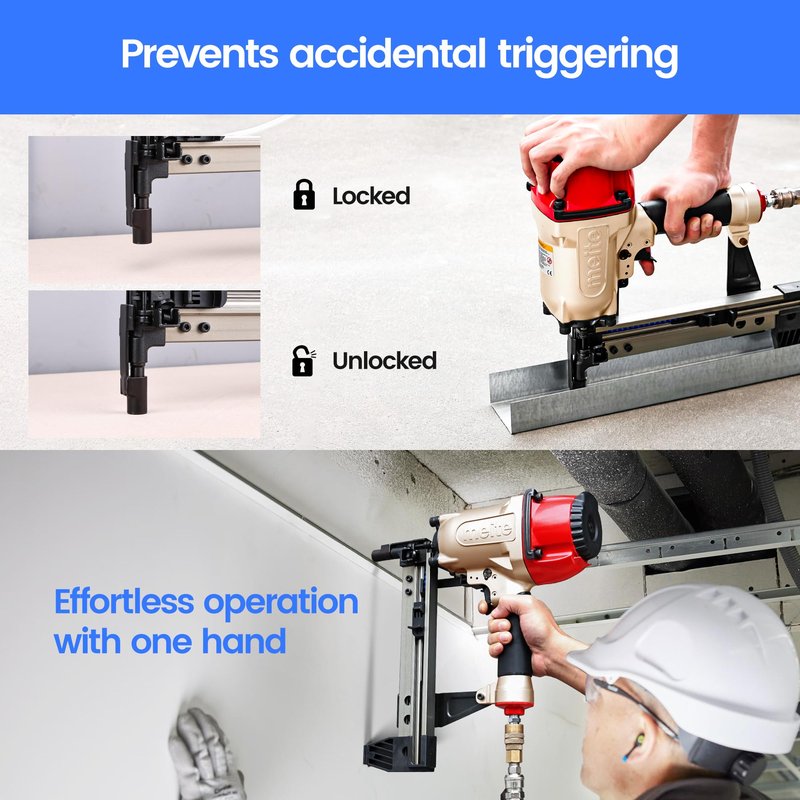 meite MTCS3040L Concrete Nail Gun with 12GA 7/8 Inch Plastic Collated Drive Pins 1000PCS, Concrete Nail Pinner for Concrete Ceiling Frame Fixing Drywall Track, Accepts 1/2"-1-1/2" Drive Pins
